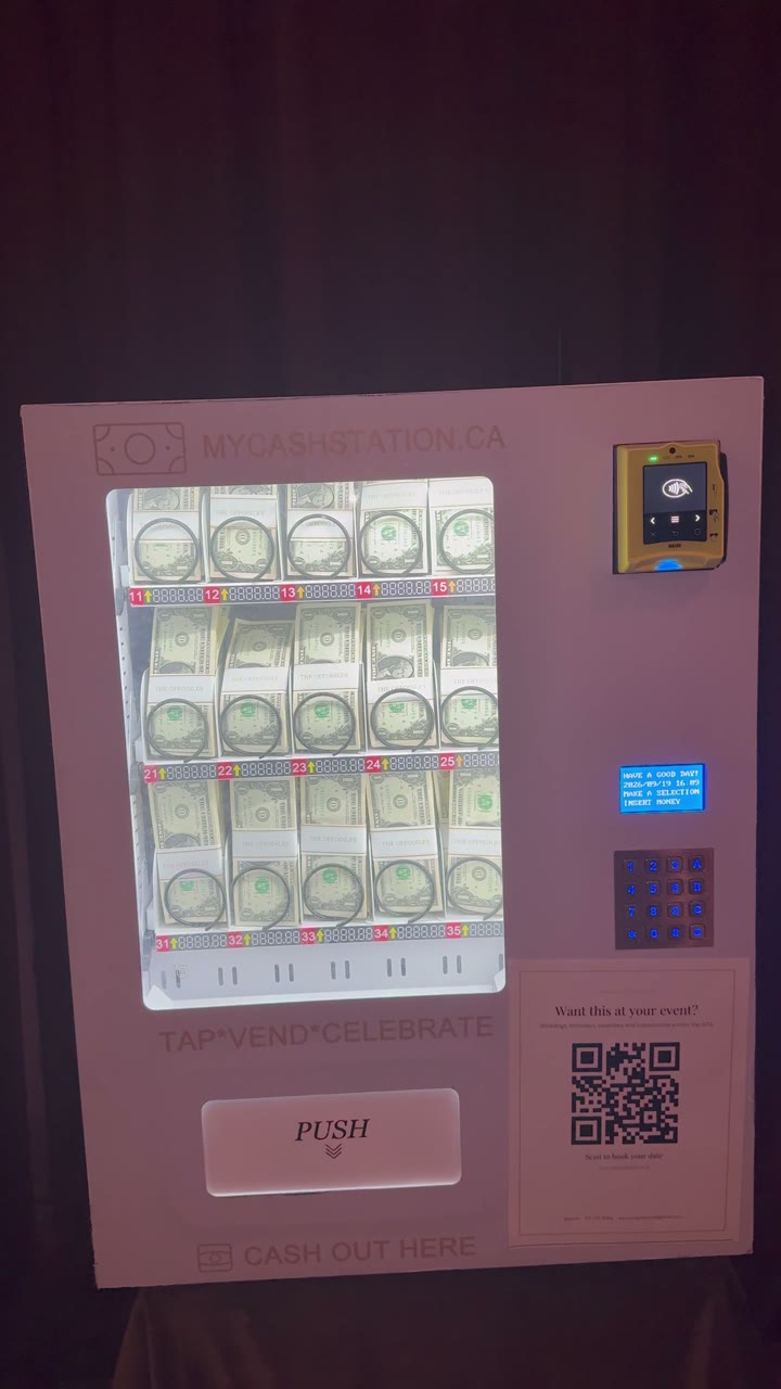 MyCashStation stocked with US dollar bundles at an event
